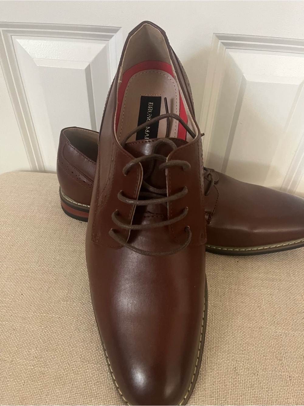 NEW BRUNO MARC MEN'S BROWN DRESS OXFORD SHOES- SIZE 11W